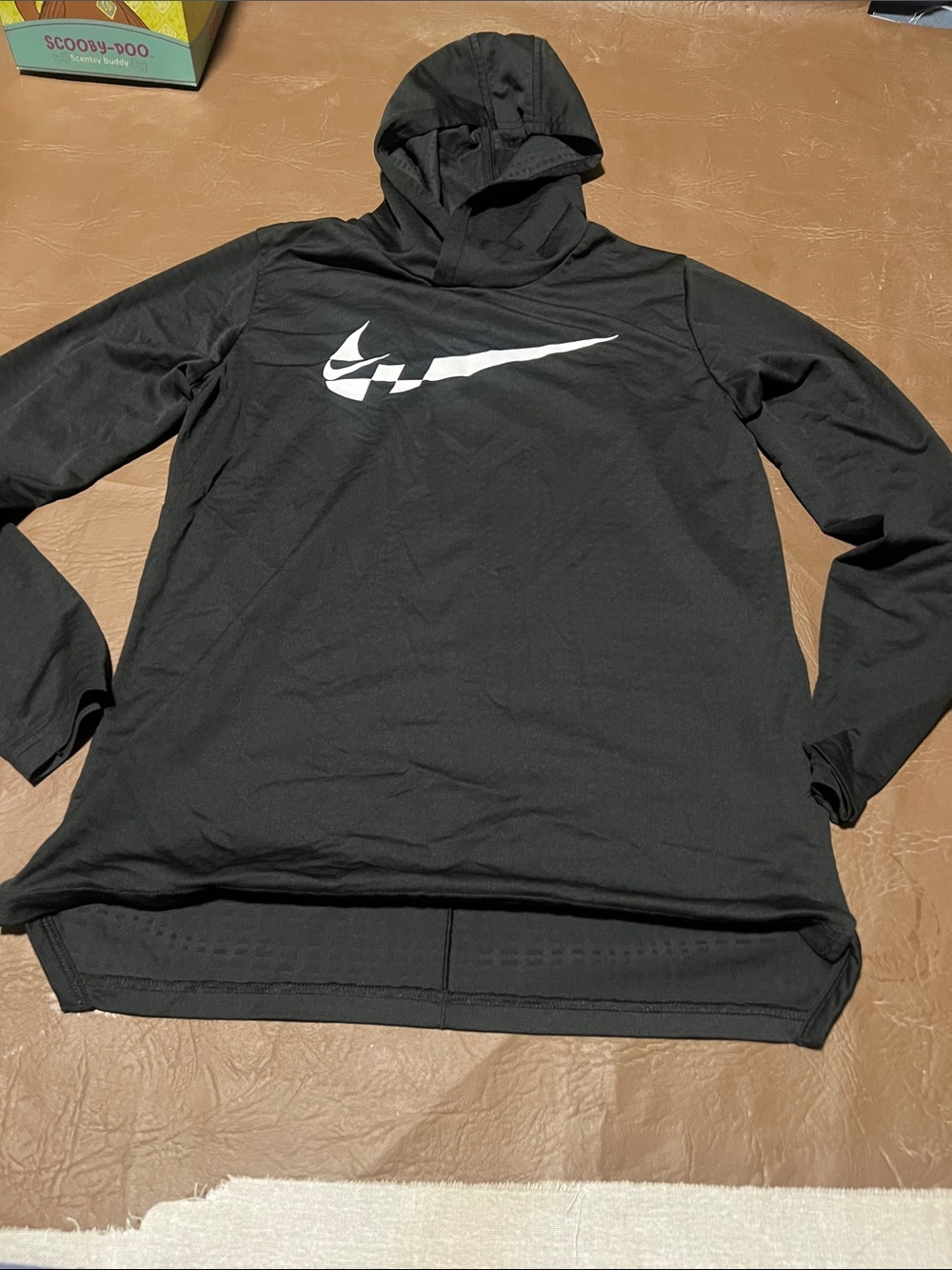 Nike Black Hoodie with White Swoosh Graphic